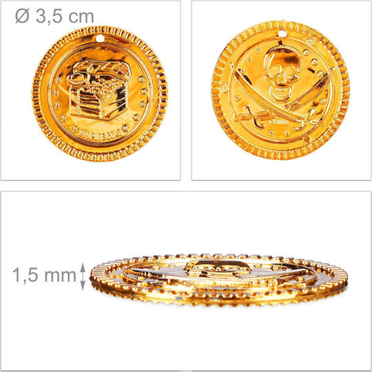 Set de Monede de Joc 288 de Piese pe Set Motive Cap de Pirat Cufăr cu Comori Margine Striată Polipropilenă Aurie Strălucitoare