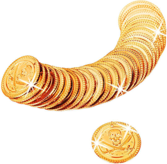Set de Monede de Joc 288 de Piese pe Set Motive Cap de Pirat Cufăr cu Comori Margine Striată Polipropilenă Aurie Strălucitoare
