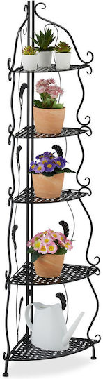 Raft de Colț din Metal Relaxdays 5 Etajere Dimensiuni 136 X 30 X 5.5 Cm Negru
