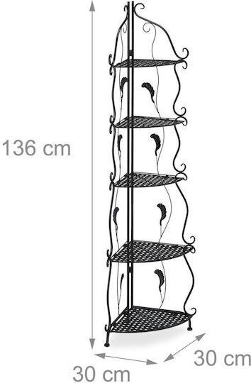 Raft de Colț din Metal Relaxdays 5 Etajere Dimensiuni 136 X 30 X 5.5 Cm Negru