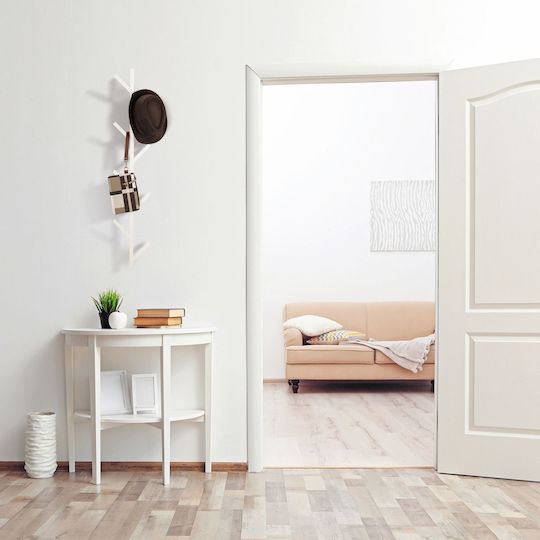 Tree-Shaped Wall Hanger 8 Hooks Dimensions 100.5 x 19.5 x 7 cm White Relaxdays