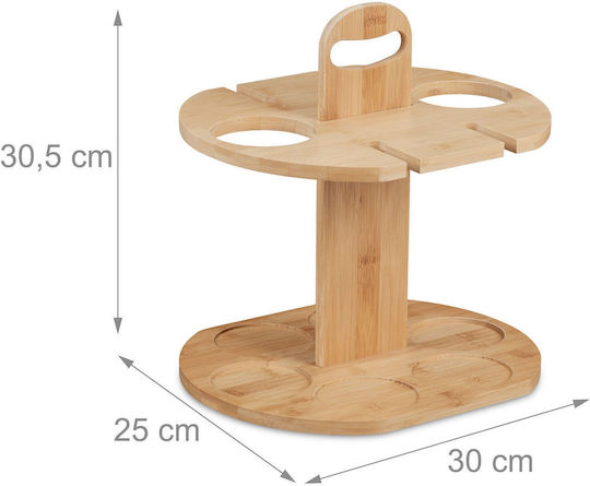 Suport pentru Sticle de Vin 2 Sticle 4 Pahare Mâner de Transport Maro 30,5 X 30 X 25 Cm