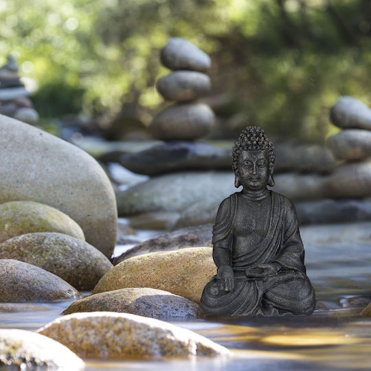 Figurină Decorativă Buddha Simbol Fericire Relaxare 18 X 10 X 8 Cm Anthracit Relaxdays