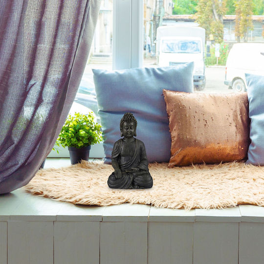 Figurine Decorativă Buddha Simbol Fericire Relaxare 30 X 18 X 11 Cm Anthracit Relaxdays