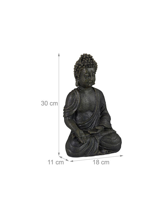 Figurine Decorativă Buddha Simbol Fericire Relaxare 30 X 18 X 11 Cm Anthracit Relaxdays