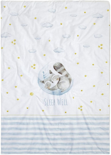 Nima Sleepy Racoon Бебешка кувертюра Двулицево Памук White, Light Blue 100x140см