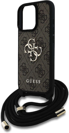 Guess Logo Umschlag Rückseite Synthetisches Leder mit Band Braun (iPhone 17 Pro / iPhone 16 Pro)