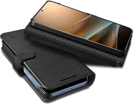Spigen Wallet S Synthetisches Leder / Leder Schwarz (Galaxy S25+)