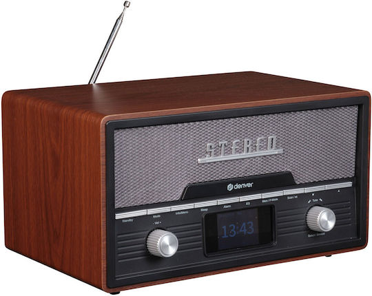 Denver MDA-525DW Retro Επιτραπέζιο Ραδιόφωνο DAB+ με Bluetooth και USB Καφέ