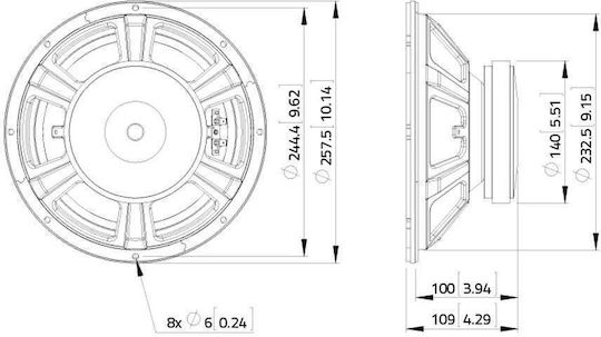 Tieftöner Lautsprecher Lavoce WSF102.00 10" Widerstand 8Ω