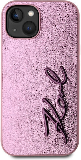 Karl Lagerfeld Pu Signature Umschlag Rückseite Metallisch Rosa (iPhone 15)