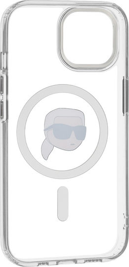 Karl Lagerfeld Karl Head Magsafe Umschlag Rückseite Kunststoff / Silikon Transparent (iPhone 15)