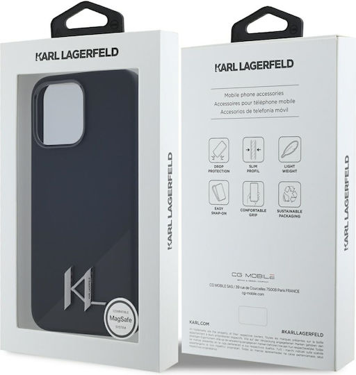 Karl Lagerfeld Initial Umschlag Rückseite Silikon Schwarz (iPhone 15 Pro)