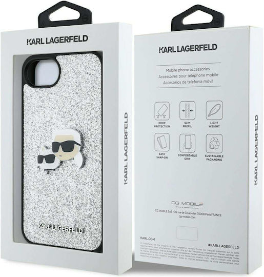 Karl Lagerfeld Ikonik Metal Pin Silicone Plastic Silver Back Cover (iPhone 17e / 16e)