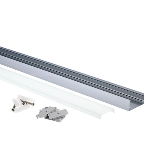 Eurospot Алуминиев Профил за LED Лента с Опал Покритие за Гипсокартон 200x4x2см.