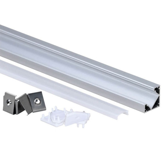 Eurospot Aluminiumprofil für LED-Streifen mit Opal Abdeckung 200x1.9x1.9cm
