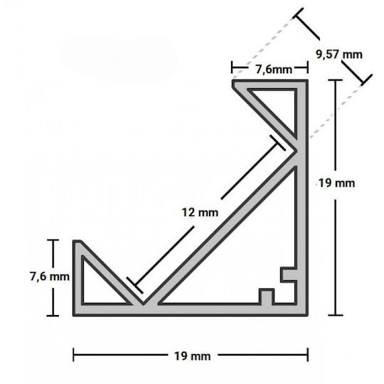 Eurospot Εξωτερικό Προφίλ Αλουμινίου Ταινίας LED 200x1.9x1.9εκ.