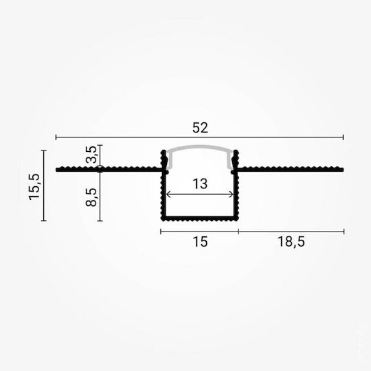 Eurospot Profil din Aluminiu pentru Bandă LED Colțar cu Opal Acoperire 200x5.2x1.5cm.