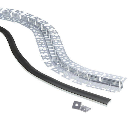 Eurospot Aluminiumprofil Gipskarton Flexibel Silber LED-Streifen L=2m Schwarze Abdeckung Eu5151