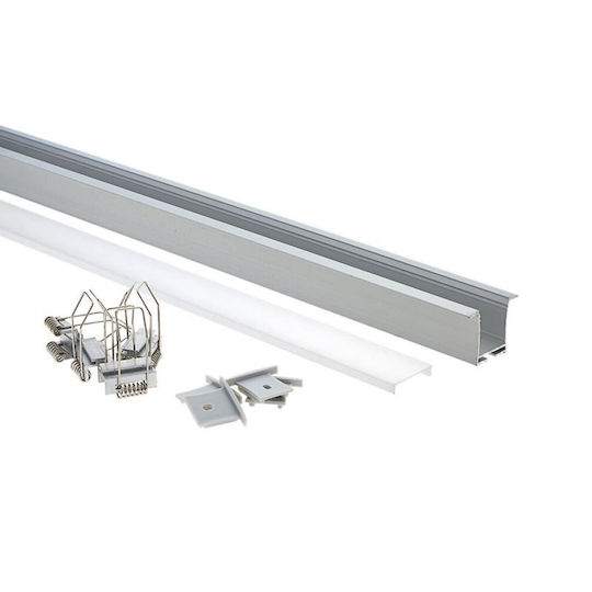 Eurospot Walled Aluminum Profile for LED Strip with Opal Cover 200x3.6x2.8cm