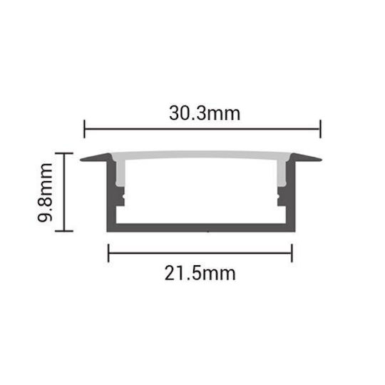 Eurospot Aluminum Profile for LED Strip with Opal Cover 200x3x0.9cm