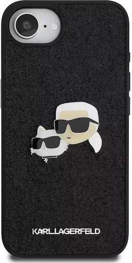 Karl Lagerfeld Glitter Karl&Choupette Umschlag Rückseite Metallisch Schwarz iPhone 17e / 16e