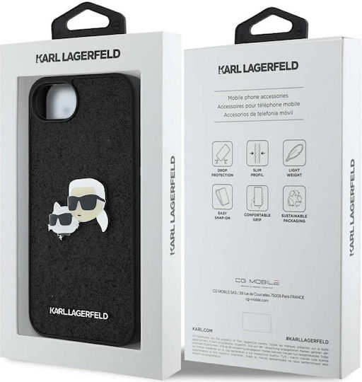 Karl Lagerfeld Glitter Karl&Choupette Umschlag Rückseite Metallisch Schwarz iPhone 17e / 16e