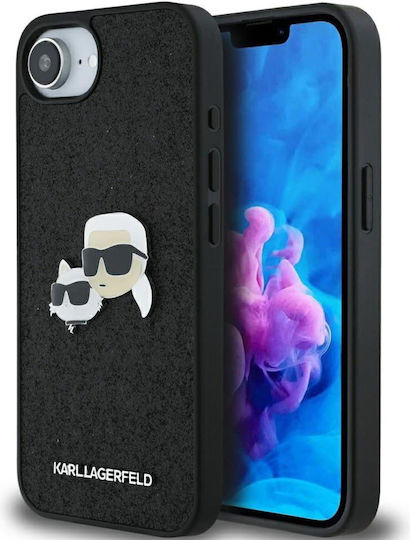 Karl Lagerfeld Glitter Karl&Choupette Umschlag Rückseite Metallisch Schwarz iPhone 17e / 16e