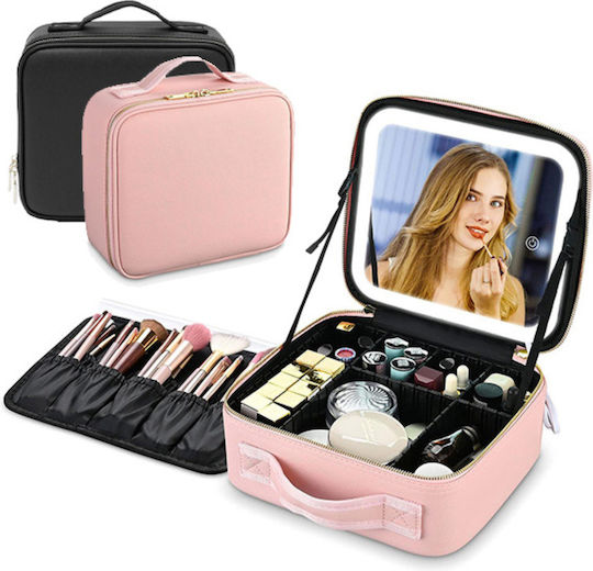 Rechargeable Makeup Case with LED Mirror Pink