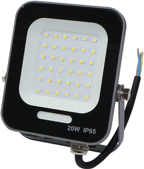 Lucas Στεγανός Προβολέας LED 20W Φυσικό Λευκό 4000K IP66