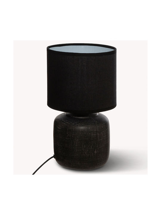 Atmosphera Salta Ceramic Table Lamp for E14 Socket with Black Shade and Base