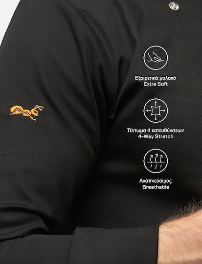 strongAnt Mantel Koch Herren Schwarz mit Langärmelig Stretch