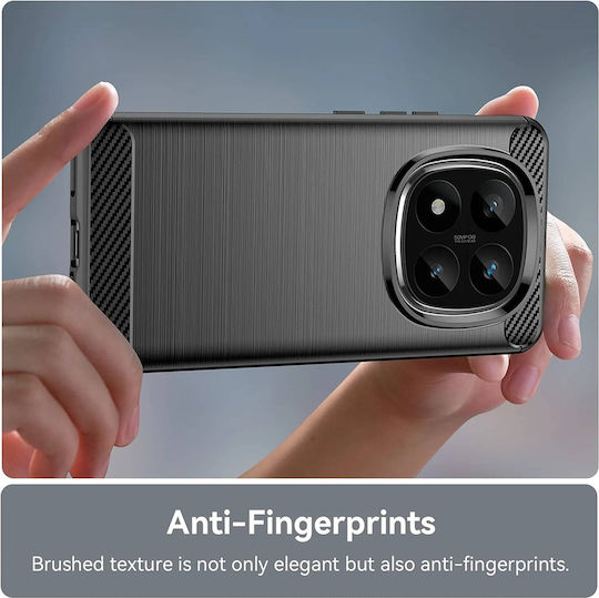 Techsuit Carbon Umschlag Rückseite Silikon Schwarz (Xiaomi Poco F7 Pro)