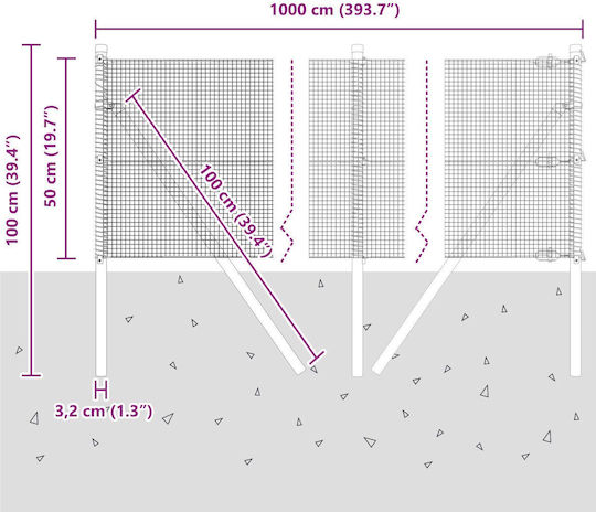 vidaXL Ситова мрежа Подредба Сив 0.5x10м