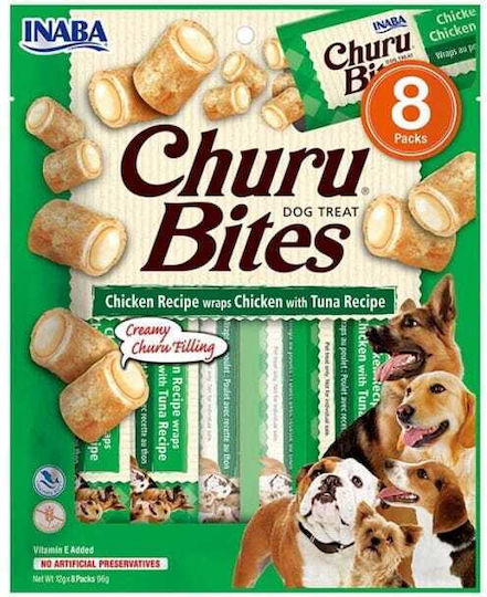 Inaba Churu treats Dog Treat Grain & Gluten Free with Chicken and Ton 96gr 8pcs