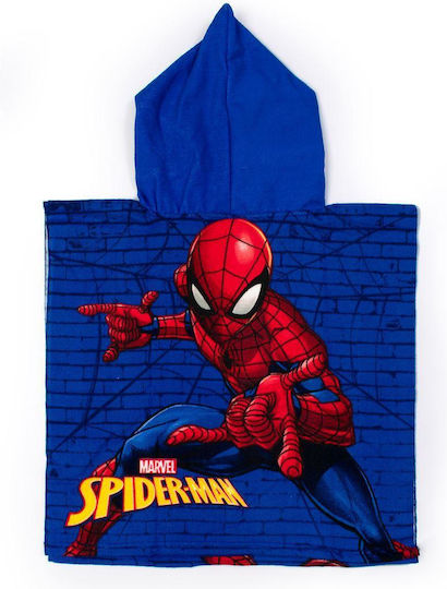 Dimcol Beach Poncho Quick Dry Marvel Spider-man 04 50x100 Blue 100% Microfiber