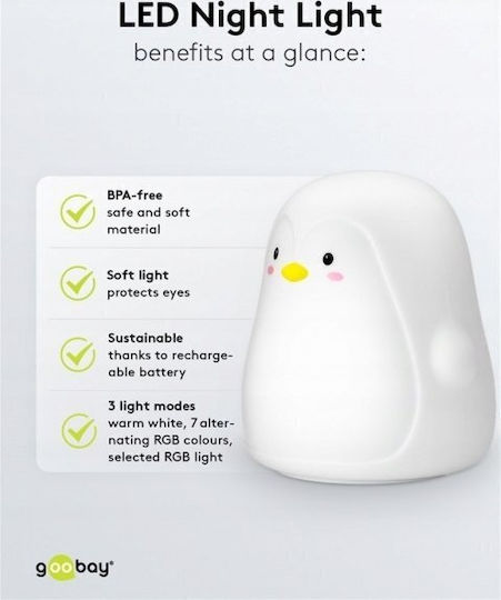 Goobay Goobay Nursery Night Light LED Penguin Power White
