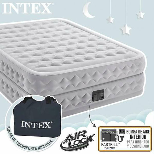 Intex Φουσκωτό Στρώμα Ύπνου Διπλό με Ενσωματωμένη Ηλεκτρική Αντλία Queen Supreme Air-Flow 203x152x50.1εκ.