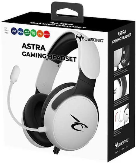 Subsonic Astra Over Ear Gaming Headset με σύνδεση 3.5mm / USB Λευκό for Nintendo Switch / PC / PS5 / XBOX