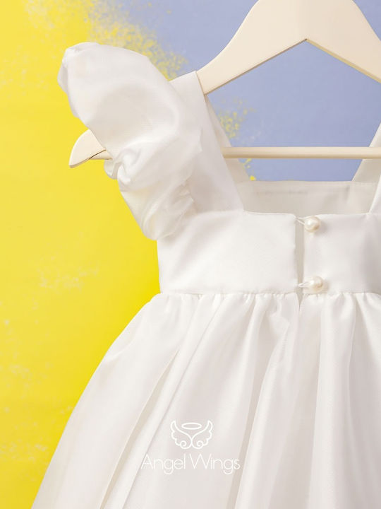 Angel Wings Λευκό Φόρεμα Βάπτισης από Τούλι