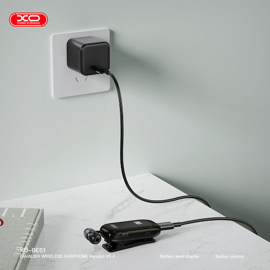 XO ΒΕ51 In-ear Bluetooth Handsfree Ακουστικό Πέτου Μαύρο