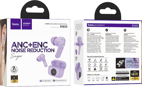 Hoco EQ22 In-Ear Bluetooth-Freisprecheinrichtung Kopfhörer mit Ladeetui Lila