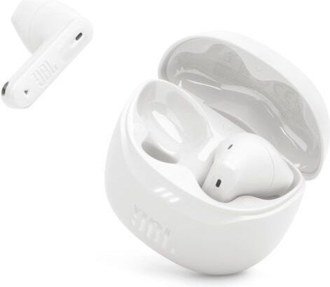 JBL Tune Flex 2 Earbud Bluetooth Handsfree Earphones with Sweat Resistance and Charging Case Ghost Edition White
