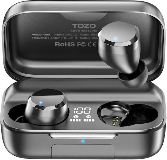 Tozo T12 PRO In-ear Bluetooth Handsfree Earphones with Sweat Resistance and Charging Case Black