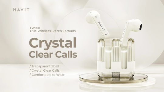 Havit TW981 Earbud Bluetooth Handsfree Ακουστικά με Θήκη Φόρτισης Μπεζ