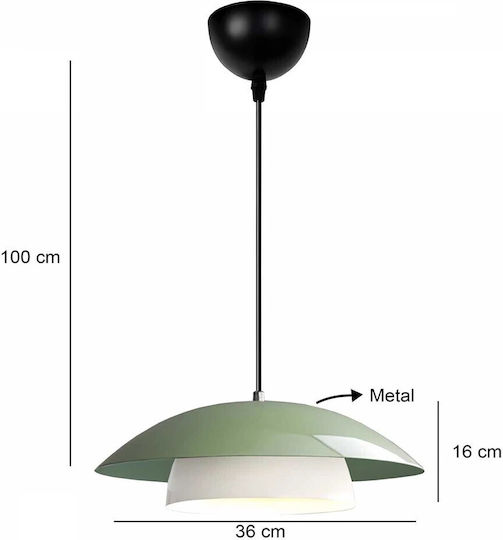 GloboStar Aura Pendant Light Green Bell with Socket E27 31x31x27cm