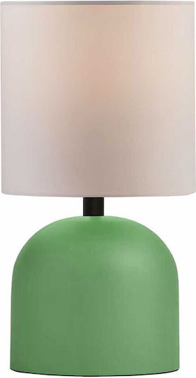 GloboStar Loren Metal Table Lamp for Socket E27 with White Shade and Green Base