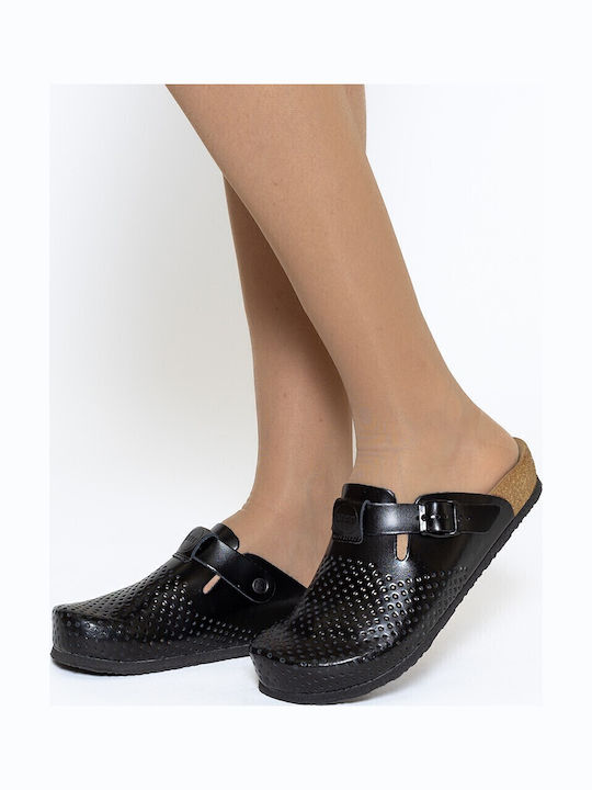 Leon Med 4250 Femei Din piele Anatomici Sabot Negre