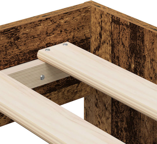 Легло Единично Кафяв с Ламели за Матрак 75x190см