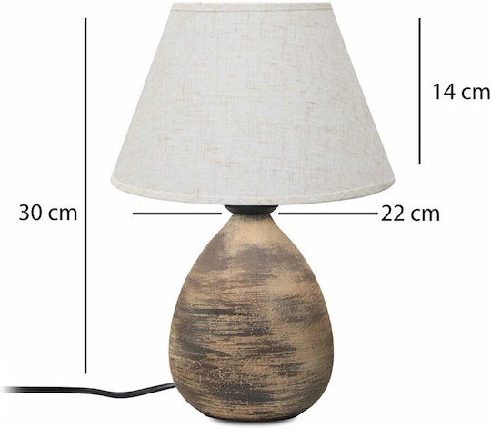 GloboStar Lisbon Ceramic Vintage Table Lamp for Socket E27 with White Shade and Brown Base